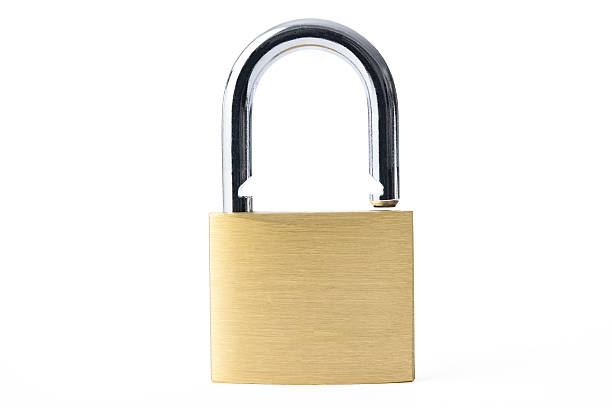 istock Isolated shot of unlocked new padlock on white background 582260336
