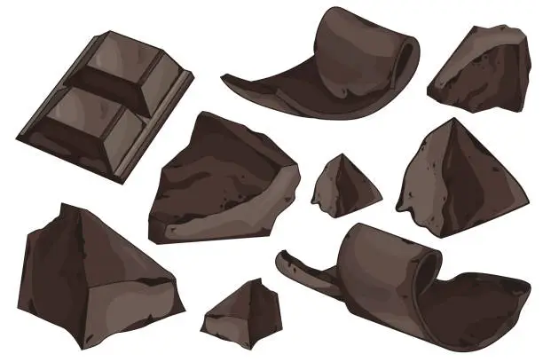 Vector illustration of Chocolate shavings set on white background