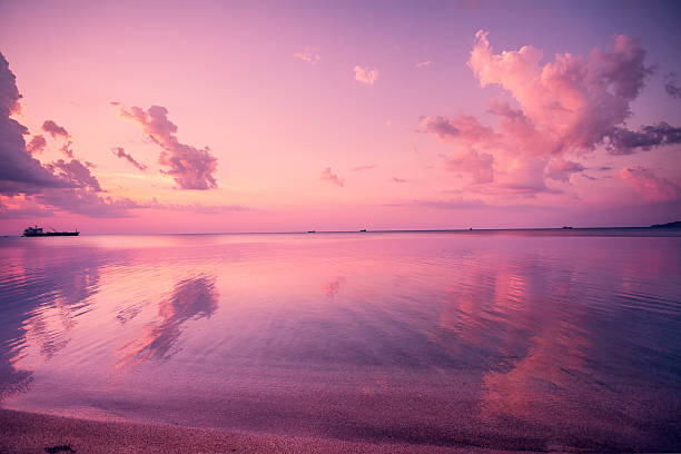 istock Early morning, pink sunrise over sea 582262498