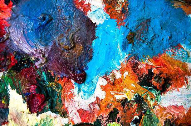 istock Oil paints multicolored closeup abstract background 582263244
