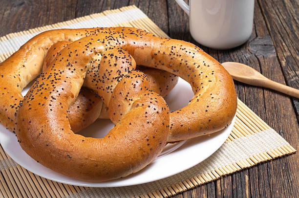 istock Sweet pretzels with coffee 582264330
