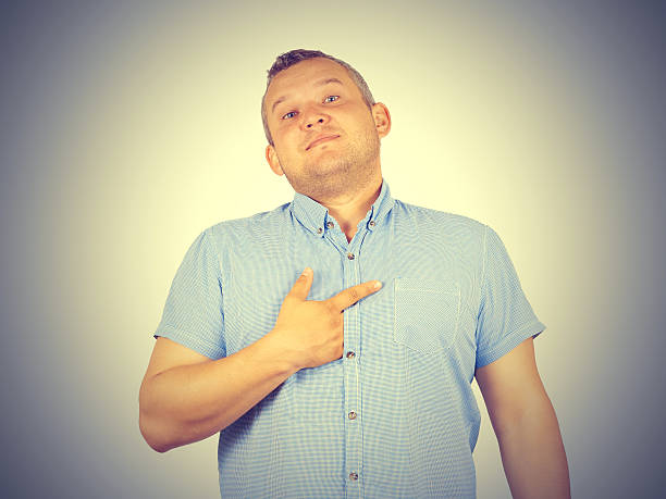 istock Fat man arrogant bold self important stuck. 582271588