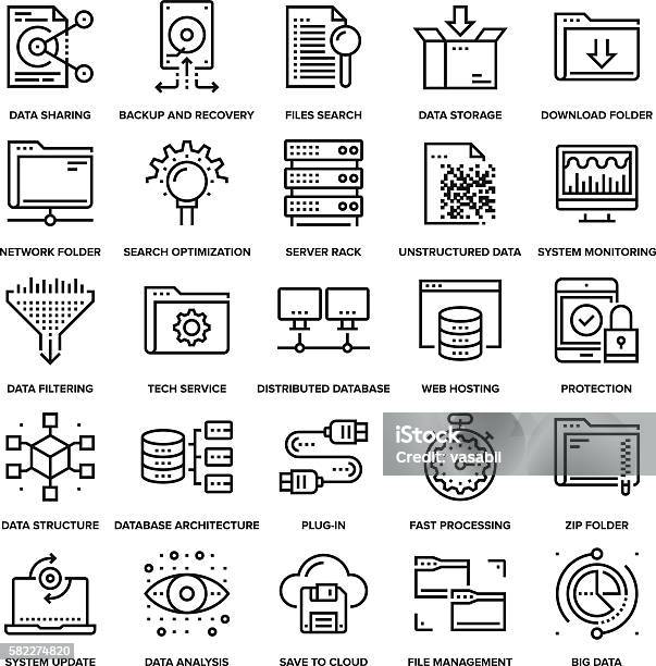 Data Management Icons Stock Illustration - Download Image Now - Icon Symbol, Computer Network, Diagram