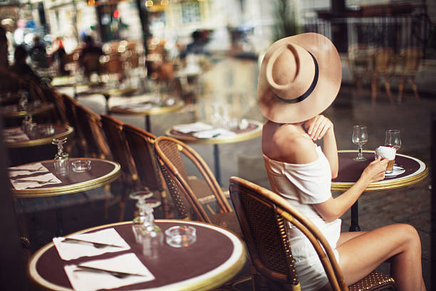 Young Woman in Cafe stock photo