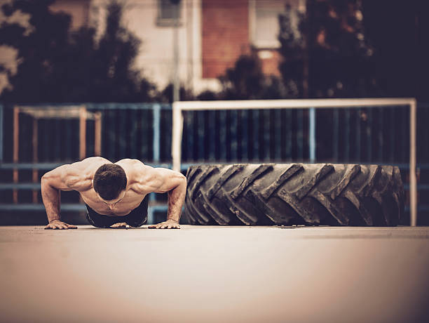 istock Street workout on public playground 582277346
