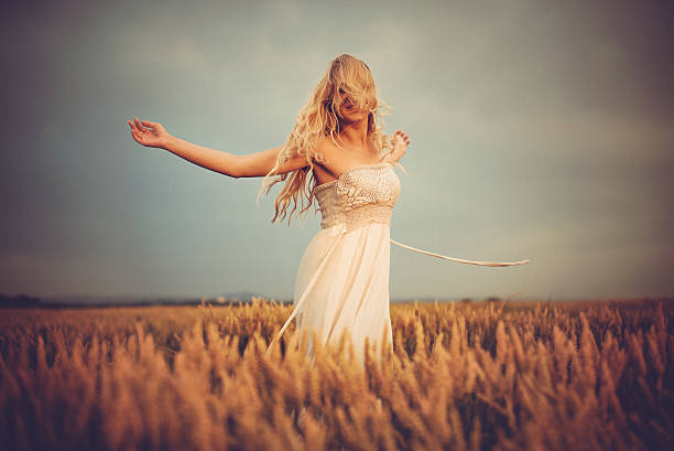 Beautiful blonde enjoying summer day outdors