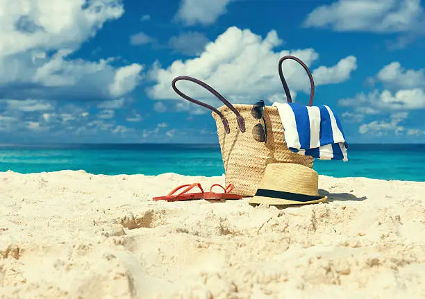 Photo of Beautiful beach with bag at Seychelles