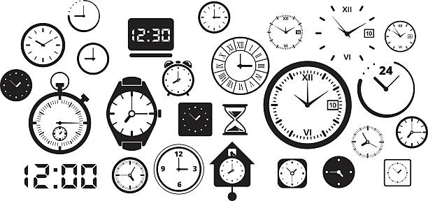 ilustraciones, imágenes clip art, dibujos animados e iconos de stock de reloj y reloj gran colección - clock hand