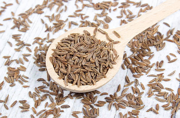 Close up of cumin seeds. Spice. stock photo