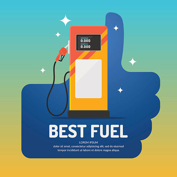 illustrazioni stock, clip art, cartoni animati e icone di tendenza di poster pubblicitario luminoso sul tema del distributore di benzina. - gas station