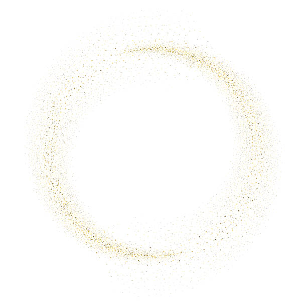 Vector gold glitter wave abstract background Vector gold glitter circle abstract background, golden sparkles on white background, Gold glitter card design. vector illustration vip design template. speck of dust stock illustrations