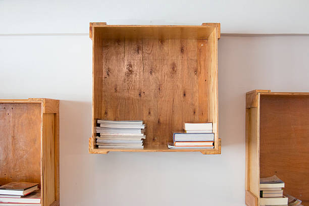 Wooden box for bookshelf.