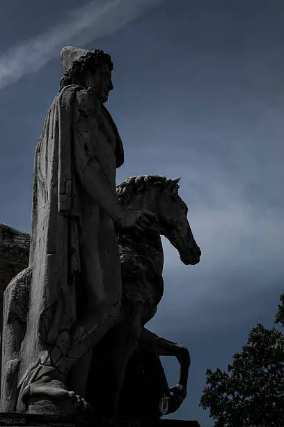 A statue representing Pollux in Rome, next to the Campidoglio area