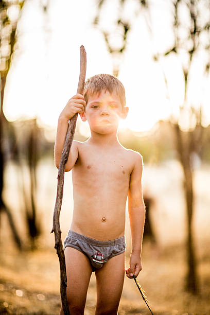 Serious Young Boy stock photo