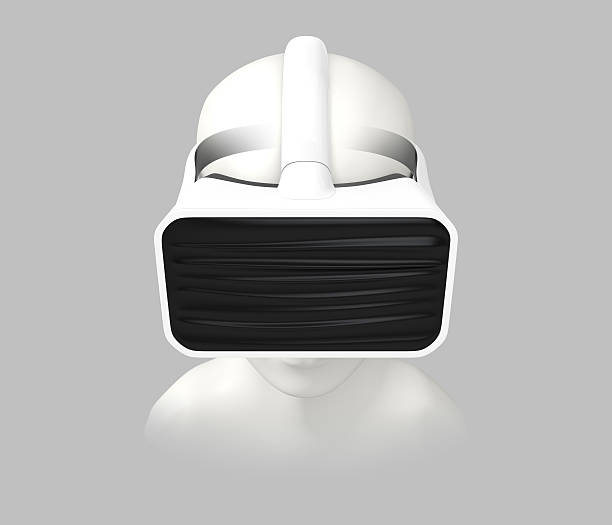 istock CG model wearing VR headset isolated on gray background 582294588