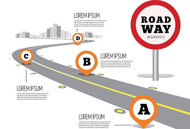 Road way design infographics. vector art illustration
