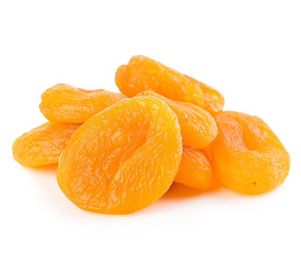 istock Dried apricots close-up on a white background. 582296016