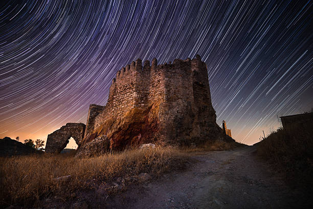 Star Trail Castillo del Berrueco, Jaén, Andalusia, Spain.