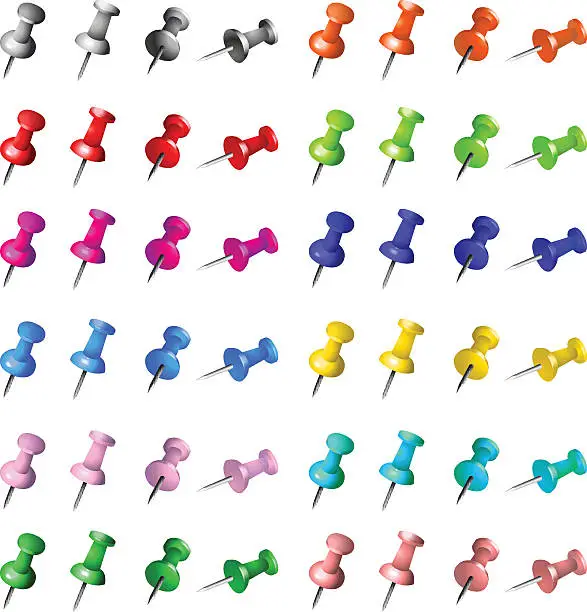 Vector illustration of Set of multi-angle colorfull pins