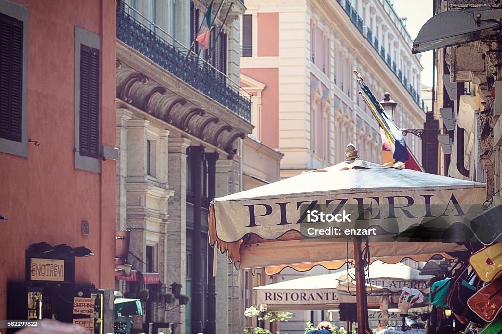 street of Rome pizzeria restaurant in street of Rome Italy Stock Photo