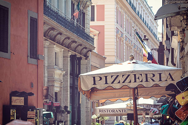 street of Rome pizzeria restaurant in street of Rome pizzeria stock pictures, royalty-free photos & images