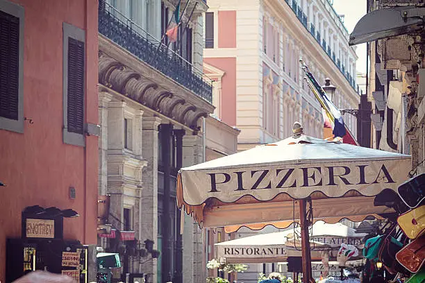pizzeria restaurant in street of Rome