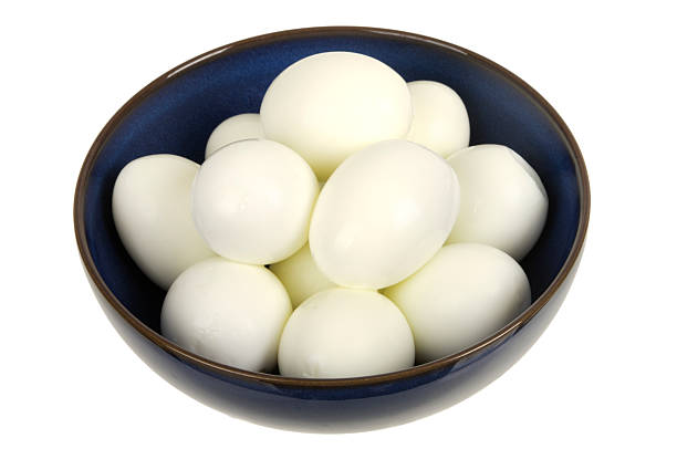 Shelled Hard boiled eggs in bowl Shelled Hard boiled eggs in bowl boiled egg cut out stock pictures, royalty-free photos & images