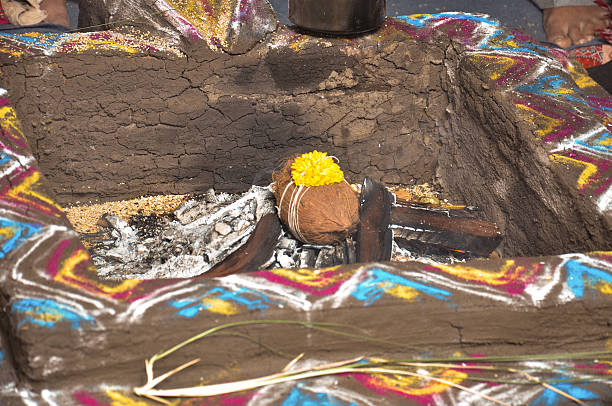 istock Coconut And Flower in the Havan 582303170