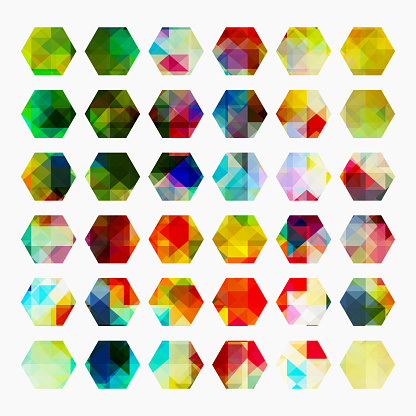 colorful mosaic hexagon pattern buttons.EPS10