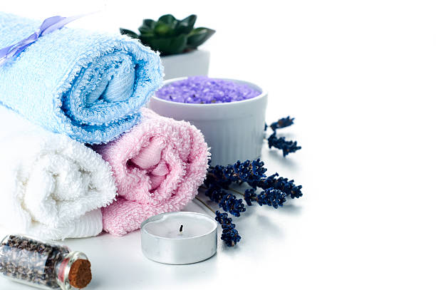 istock colorful stones and towel on a white background 582309228
