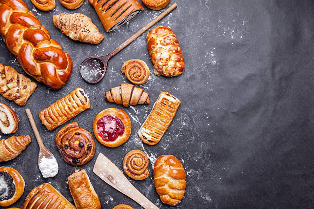 delicious and sweet seasonal pastry background - pastrie imagens e fotografias de stock