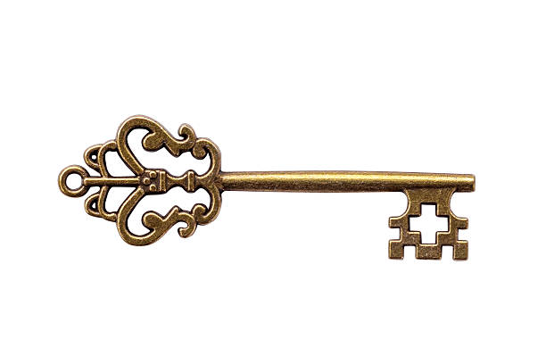 istock close up key vintage on isolate white with clipping path. 582312630