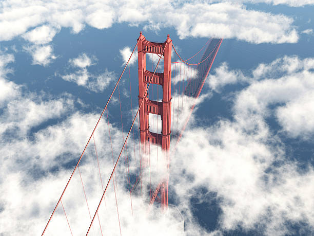 Computer generated 3D illustration with the Golden Gate Bridge in San Francisco