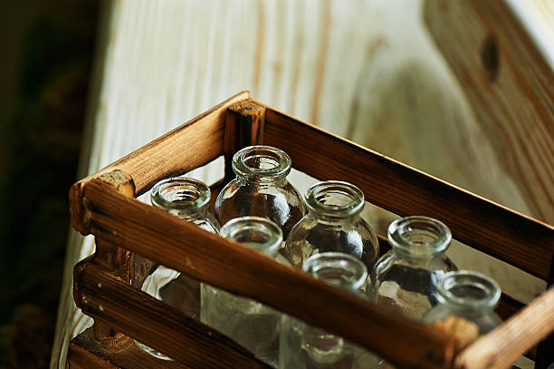 istock brown wooden box with small glass 583691278