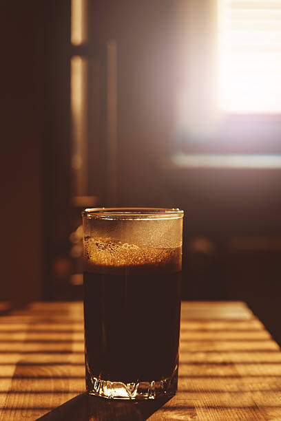 istock Transparent glass with hot coffee drink 583691554