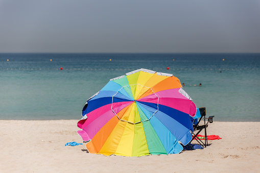 Rainbow Color on Big Umbrella on The Jumeirah Beach, Dubai
