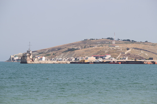 Seaport on the Black Sea in Crimea. Evening
