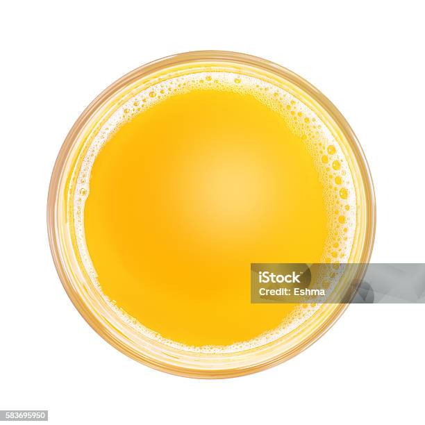 Soft Drink In Glass Top View Stock Photo - Download Image Now - Juice - Drink, Drinking Glass, Orange - Fruit