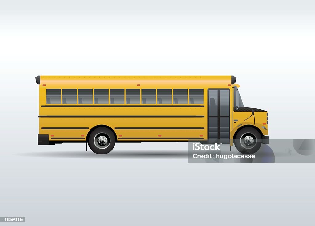 Ônibus escolar vetor isolado em fundo branco - Vetor de Ônibus Escolar royalty-free