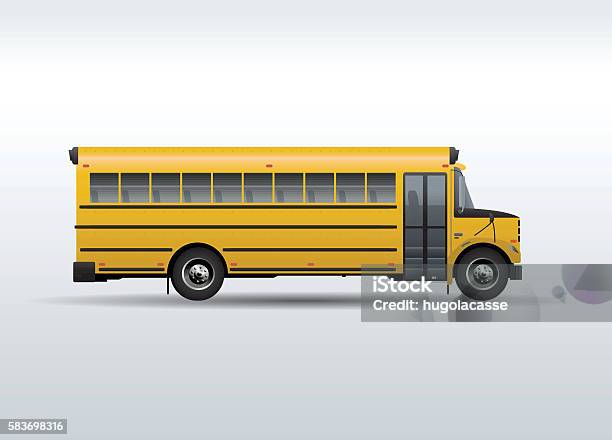 Vetores de Ônibus Escolar Vetor Isolado Em Fundo Branco e mais imagens de Ônibus Escolar - Ônibus Escolar, Vista Lateral, Amarelo