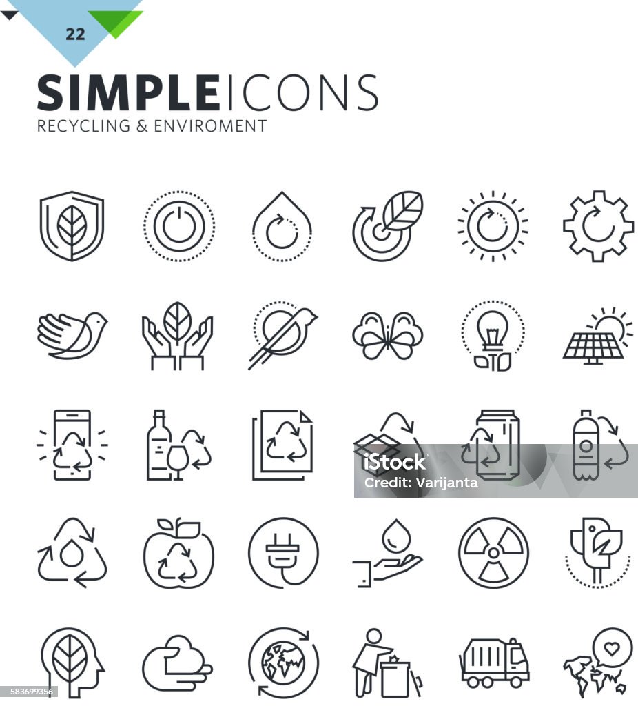 Modern thin line icons of ecology and recycling Premium quality outline symbol collection for web design, mobile app, graphic design. Mono linear pictograms, infographics and web elements pack. Icon Symbol stock vector