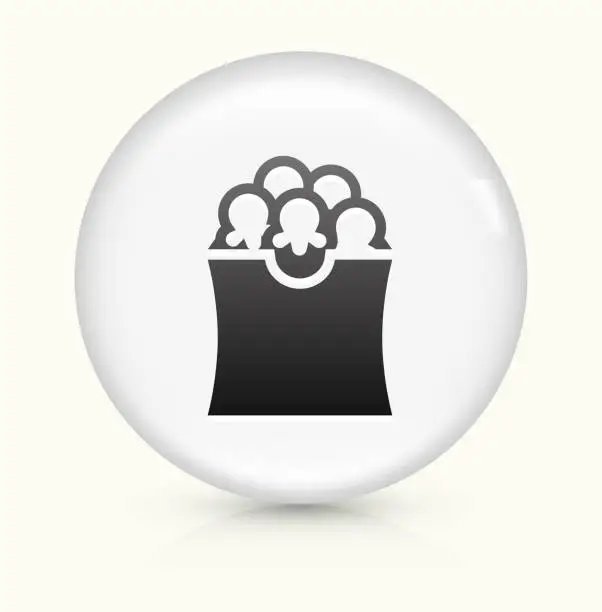 Vector illustration of Pop Corn icon on white round vector button