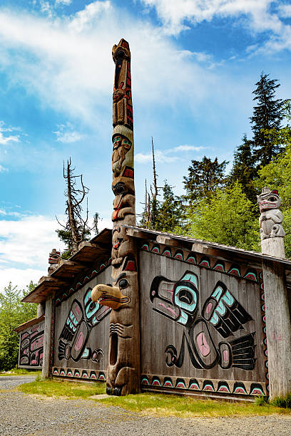 istock Native American Clan House and Totems 583699700