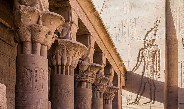 The temple complex on the island of Philae in Aswan, Egypt