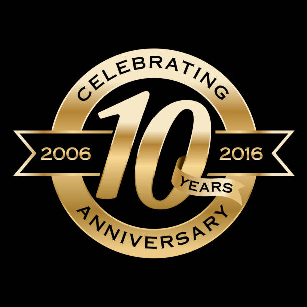 Celebrating 10th Years Anniversary 10th Years Anniversary Emblem. 10 11 years stock pictures, royalty-free photos & images