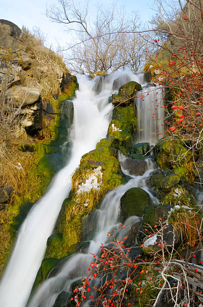 cascada con camas dobles - idaho waterfall natural landmark extreme terrain fotografías e imágenes de stock