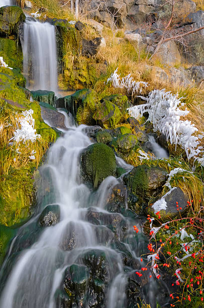 rocky falls  - idaho waterfall natural landmark extreme terrain - fotografias e filmes do acervo