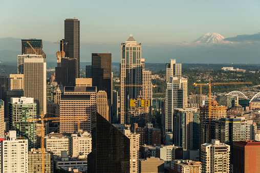 Seattle Skyline changes with new construction cranes builiding new towers. - July 2016