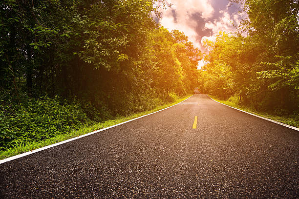 istock Country road between district to the city, Journey way 583705002