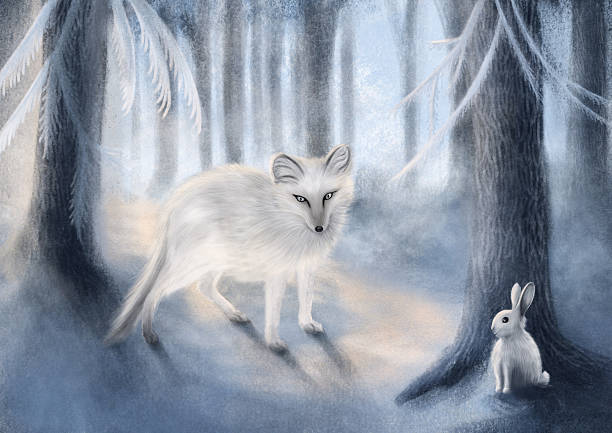 Fox and Rabbit - Illustration vector art illustration